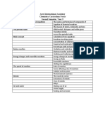 Aves International Academy Chemistry Curriculum Focus Second Semester, Year 9