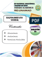 Razonamiento verbal UNAMAD sinónimos