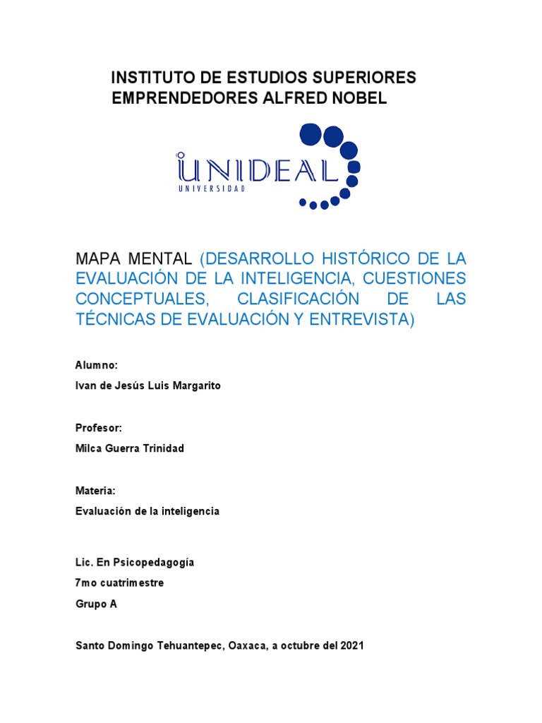 Primera Parte Mapa Mental | PDF | Sicología | Evaluación