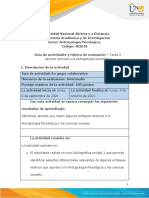 Guía de Actividades y Rúbrica de Evaluación - Unidad 1 - Tarea 2 - Aportes Teóricos a La Antropología Psicológica