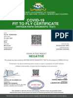 COVID-19 Fit To Fly Certificate: Negative