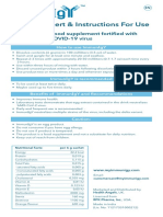 Package Insert & Instructions For Use: Immun Gy Is A Food Supplement Fortified With Antibodies To COVID-19 Virus