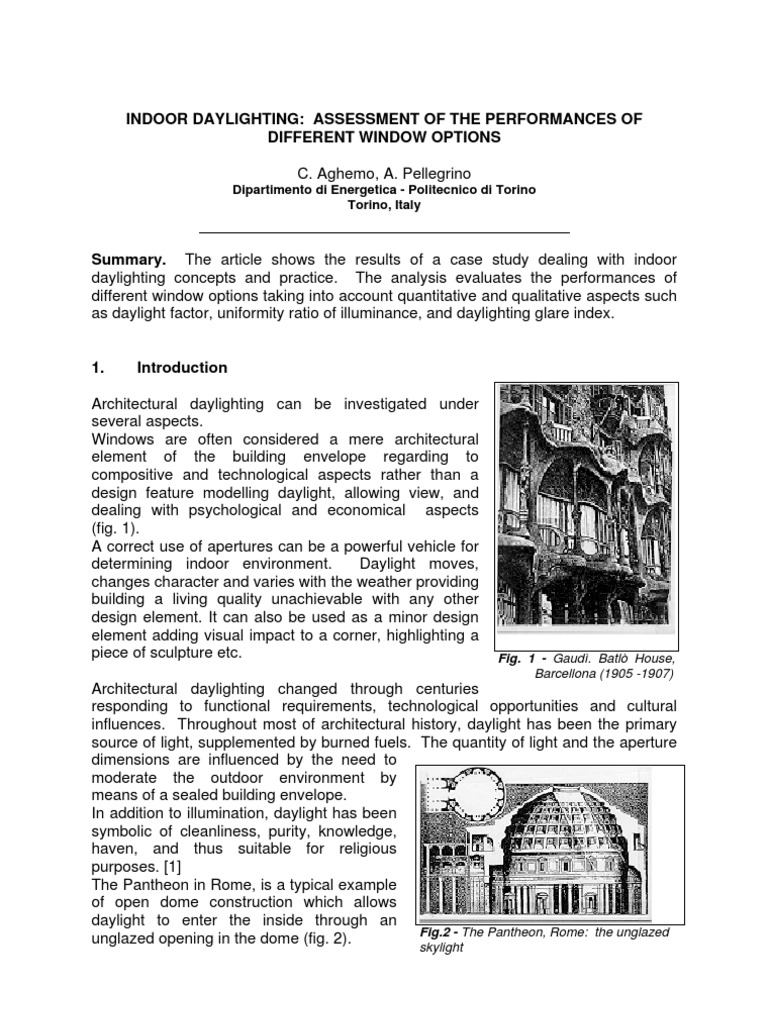 Indoor Daylighting: Assessment of The Performances of Different Window ...