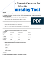 9th. English II Term - FridayTest