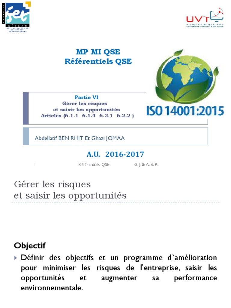 Gérer risques et opportunités ISO 14001 | PDF | Risque | Environnement ...