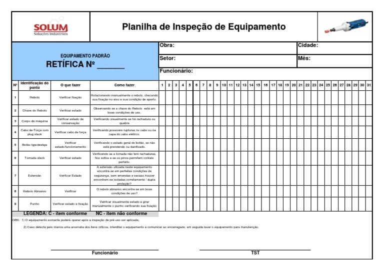 Sesmt - Check List - Retífica | PDF | Moagem (corte abrasivo)