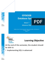 ISYS6508 Database System: Week 7 Advance SQL