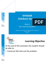 ISYS6508 Database System: Week 6 SQL: Data Manipulation
