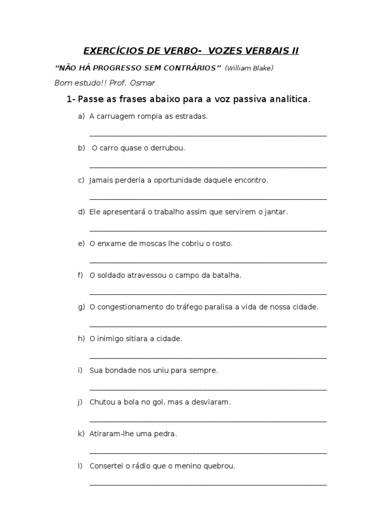 Reconheça As Vozes Verbais Nas Orações Abaixo