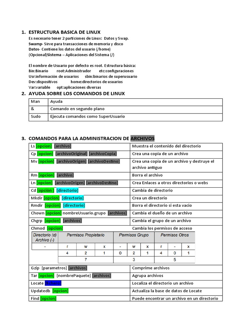Guía Completa de Comandos Linux | PDF | Archivo de computadora | Contraseña