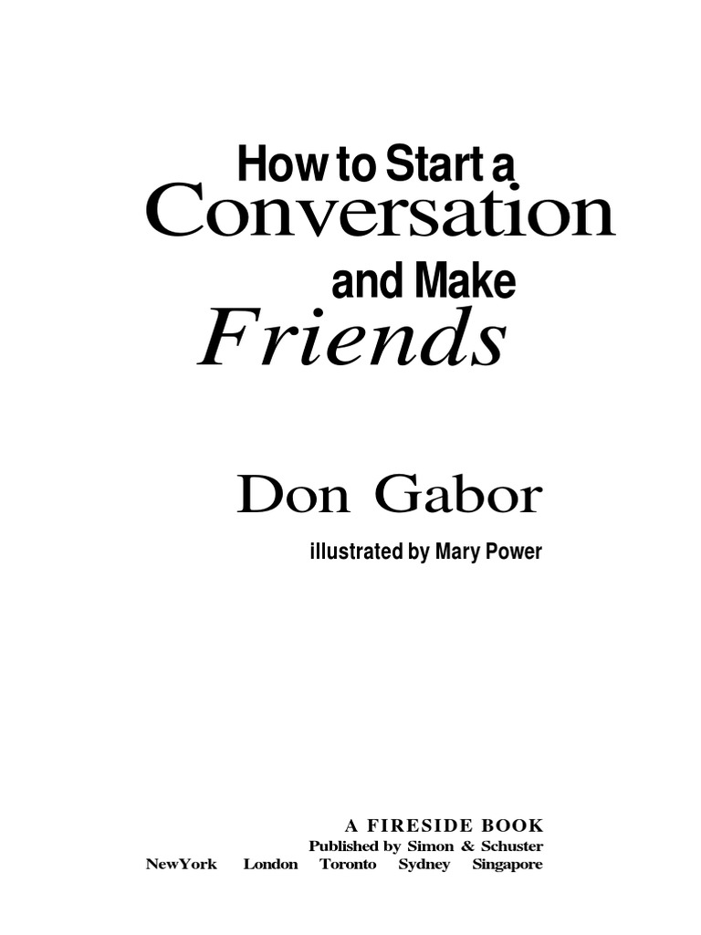 How To Start A Conversation and Make Friends - Don Gab | PDF | Body ...