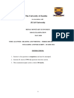 The University of Zambia: Bef411 Monetary Economics Mock Examination MAY 2020