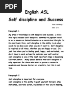 English ASL Self Discipline and Success: Name: Chaithanya Class: 12-c