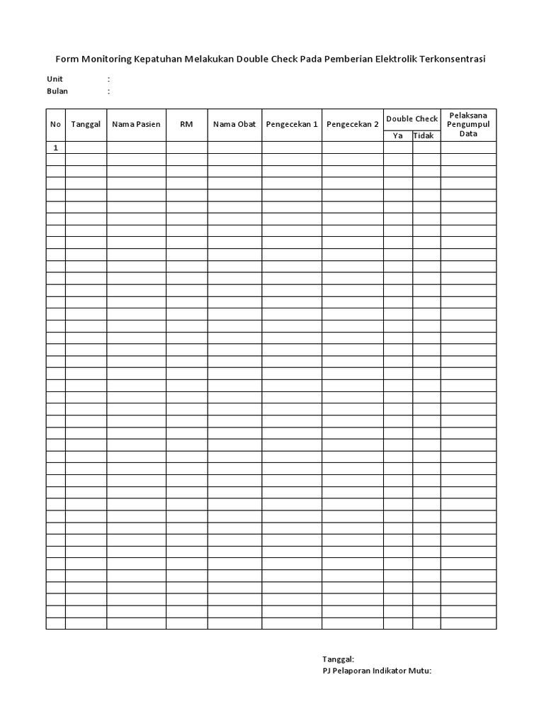 Form Monitoring Kepatuhan Double Check | PDF