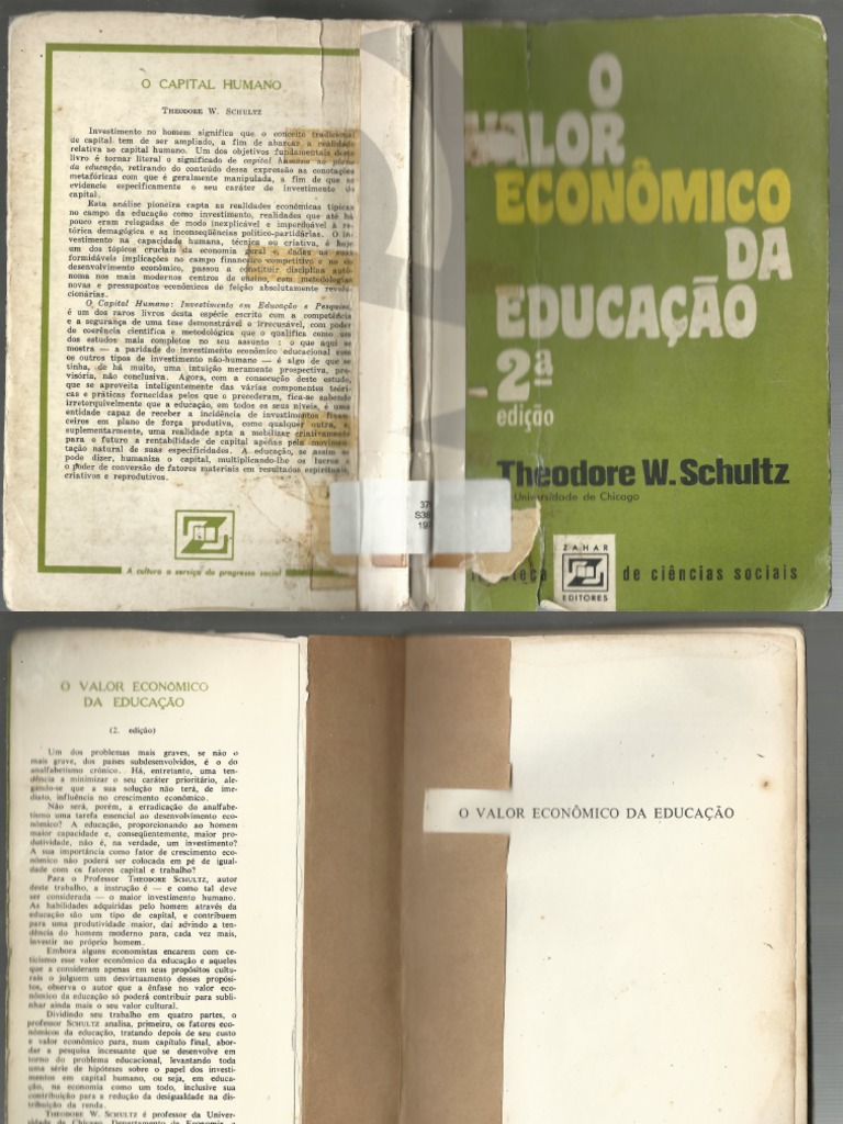 Valor Econômico Da Educação by Theodore W. Schultz | PDF