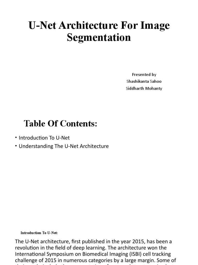 U-Net Architecture for Image Segmentation | PDF | Image Segmentation ...
