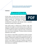 El Origen de La Literatura, ¿Cómo y Por Qué Nació La Literatura - Parafraseo