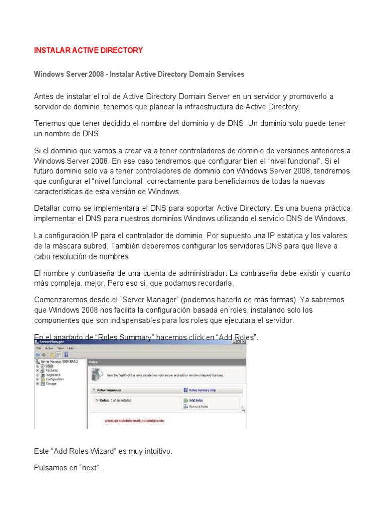 Instalación de Active Directory en Windows 2008 | PDF | Directorio ...