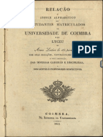 Relação Dos Estudantes Matriculados Na Universidade de Coimbra - 1851 OCR
