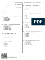 The Past Simple Tense With Irregular Verbs Test A1 A2 Level Exercises