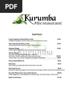 Kurumba Restaurant Menu