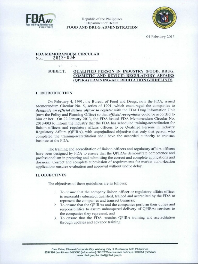 FDA Memorandum Circular No.2013 004 | PDF