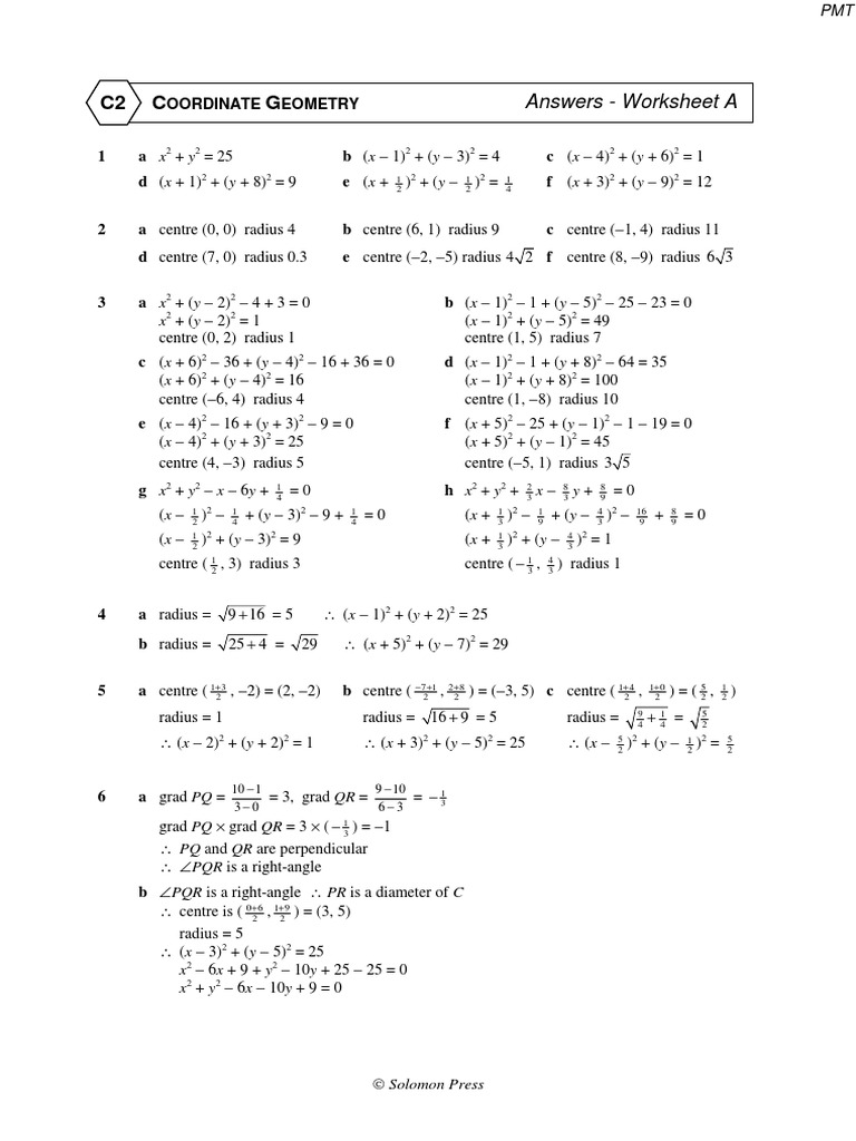 C2 Coordinate Geometry Answers | PDF | Geometry | Euclidean Geometry