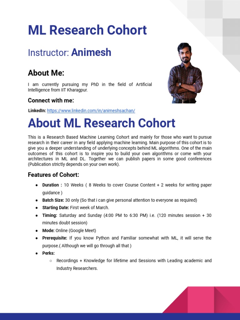 Brochure ML Research Cohort - Final | PDF | Deep Learning | Machine ...