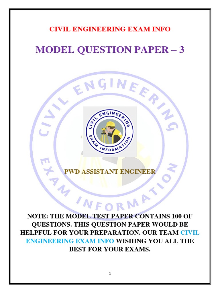 Model Question Paper - 3: Civil Engineering Exam Info | PDF | Bending ...