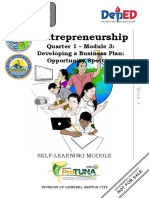 Ntrepreneurship: Quarter 1 - Module 3: Developing A Business Plan: Opportunity Spotting
