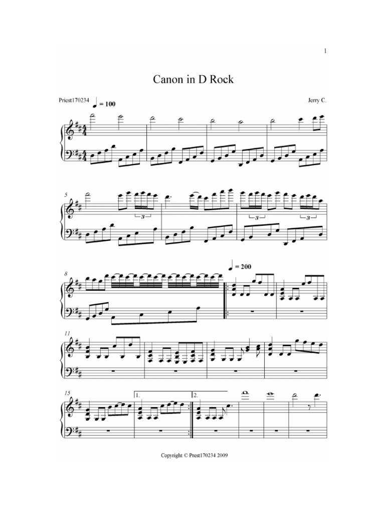 Canon in D Rock - Piano | PDF