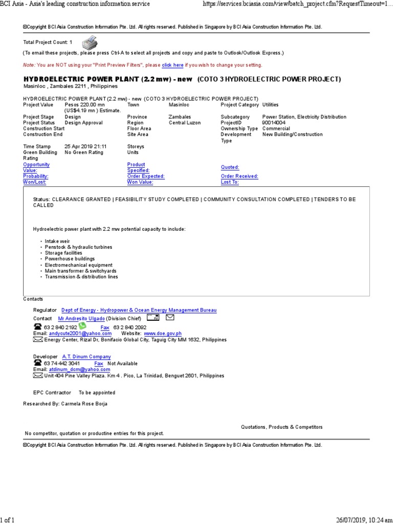 Coto 3 Hydro 90014004 PDF Hydroelectricity Power Station