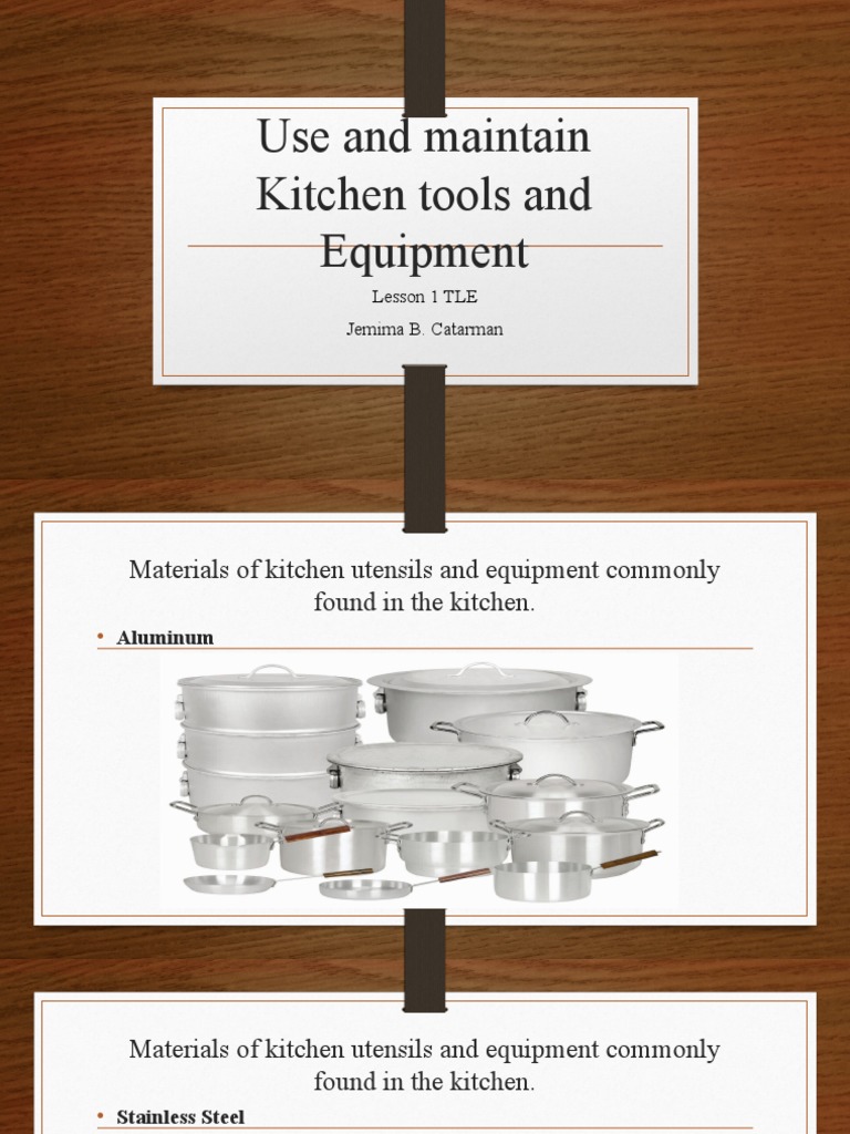 Use and Maintain Kitchen Tools and Equipment PDF