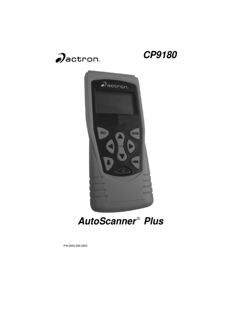 Actron CP9180 User Manual | Vehicles | Car