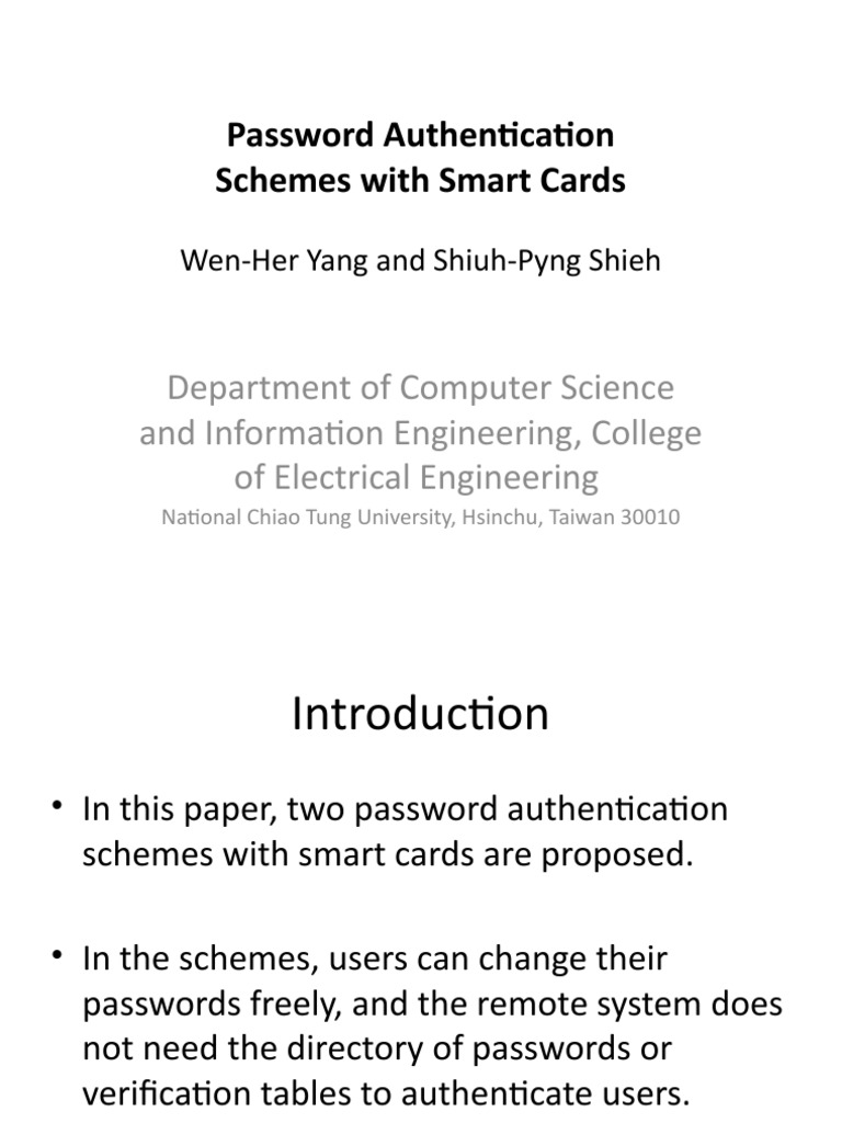Smart Card Password Authentication Schemes | PDF | Public Key ...