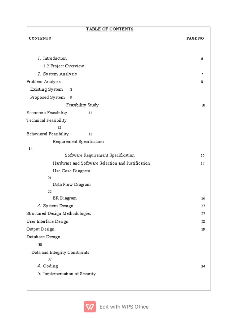 Table of Contents Reference PDF