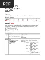 Subject: PRF192-PFC Workshop 02 Name: Nguyễn Ngọc Nhân Class: SE1705 PRF192