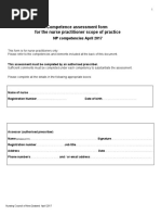 Competence Assessment Form For Nurse Practitioners (April 2017)