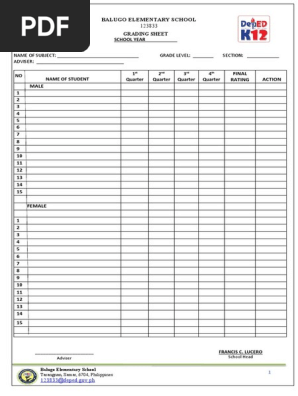 Grading Sheet