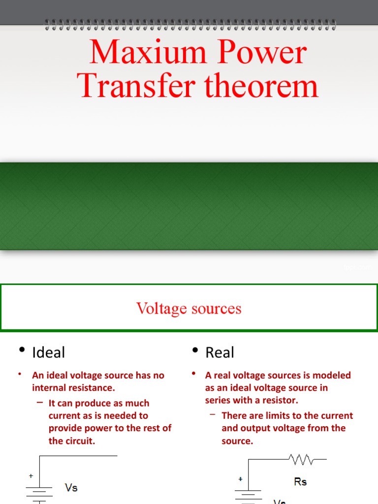 Maxium Power Transfer Theorem | PDF