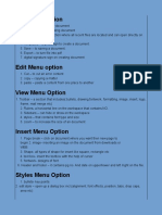 File, Edit, View, Insert, Styles, Table, Form and Tools Menu Options in Word
