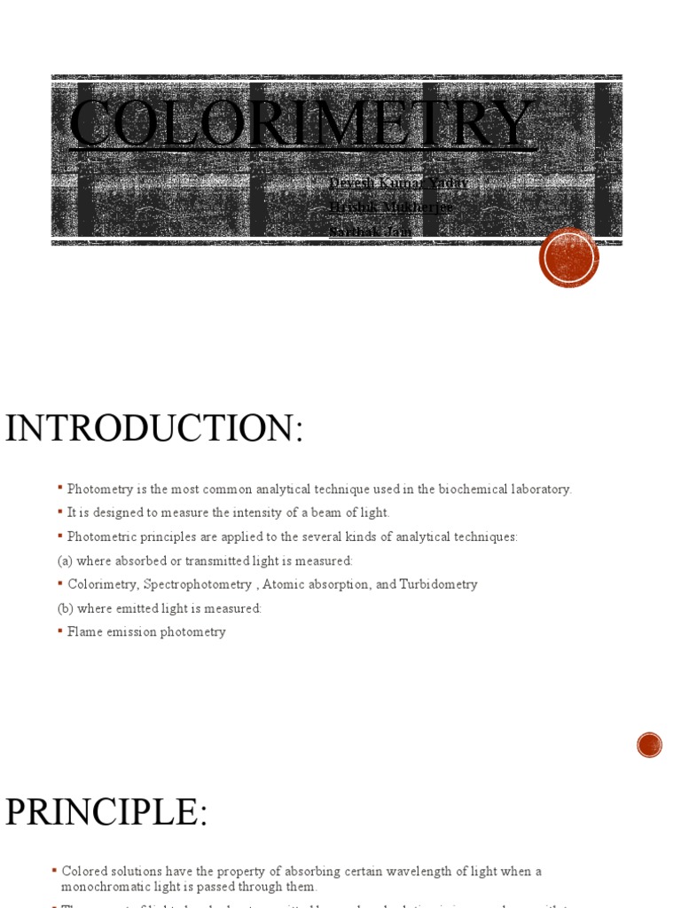 Principles of Colorimetry Explained | PDF