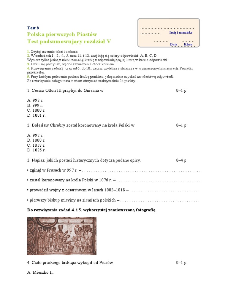 Polska Pierwszych Piastów Test B Pdf
