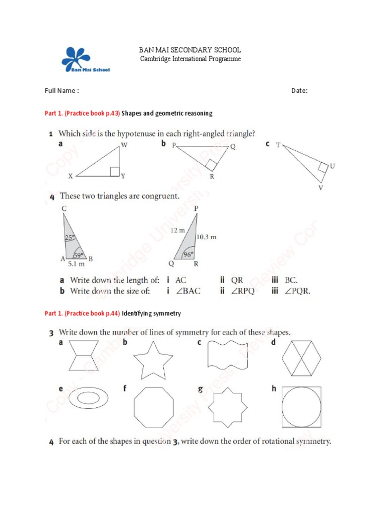 Geometry and Reasoning Practice | PDF
