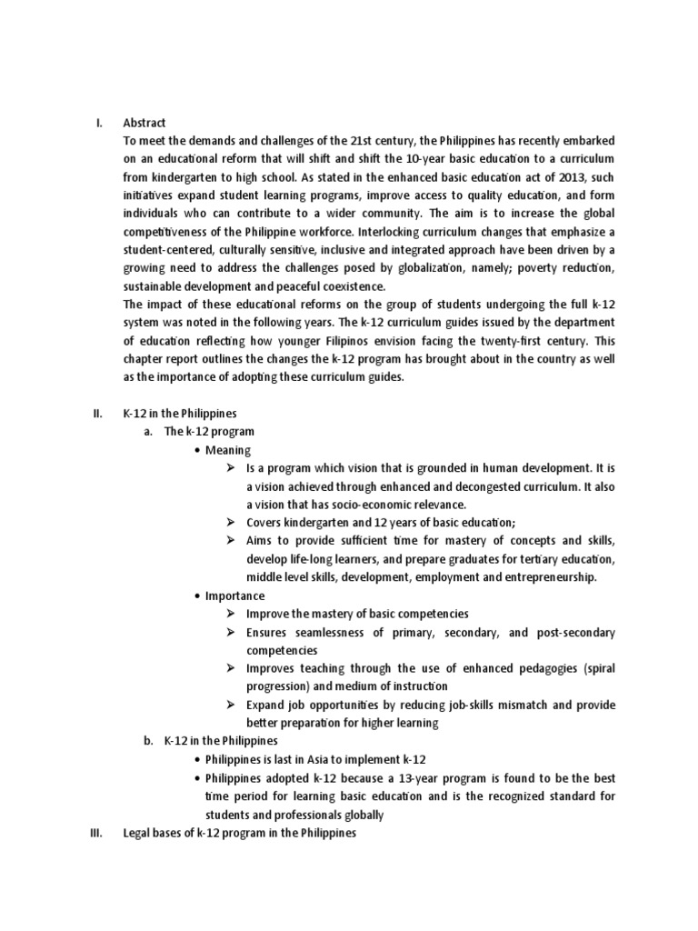 K-12 Education Reform in the Philippines | PDF | Curriculum ...