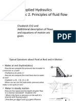 Applied Hydraulics Lecture Topic 2. Principles of Fluid Flow