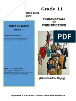Grade 11: Fundamentals OF Communication Oral Communication in Context