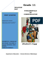 Grade 11: Fundamentals OF Communication Oral Communication in Context