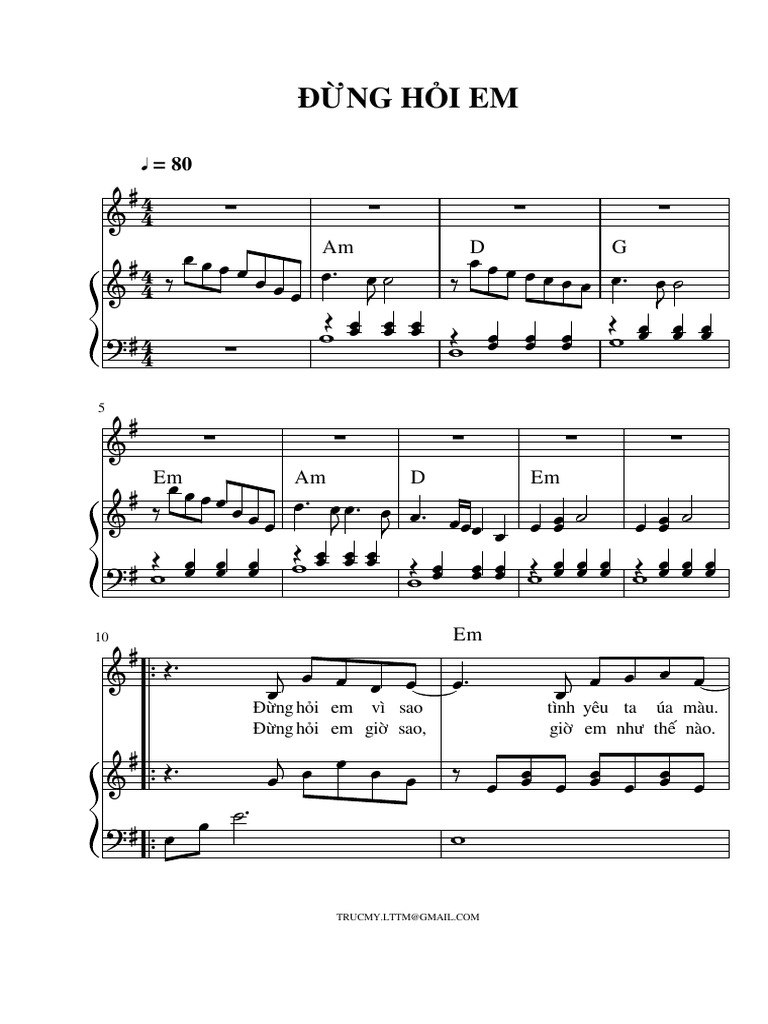 Dung Hoi Em. Sheet Piano | PDF