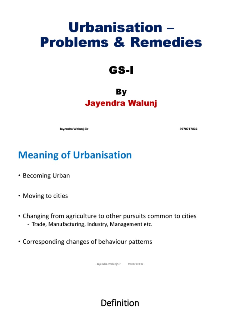 what is the meaning of urbanisation
